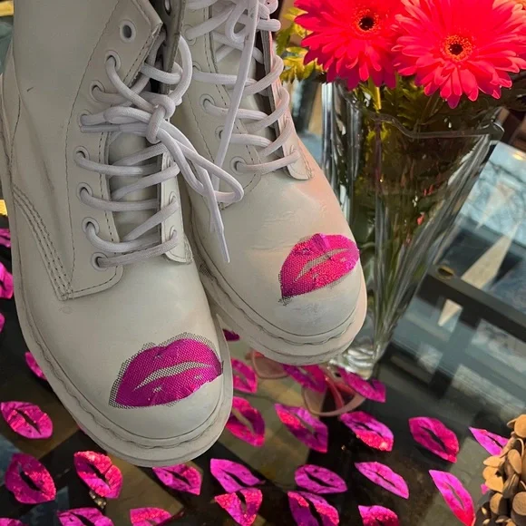 Dr. Martens White and Pink Combat Boots - Picture 6 of 8